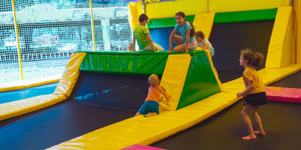 kids at the indoor trampoline park