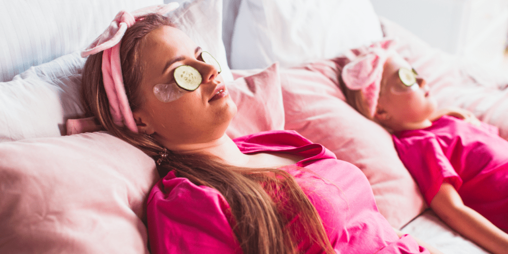mom and daughter at-home spa