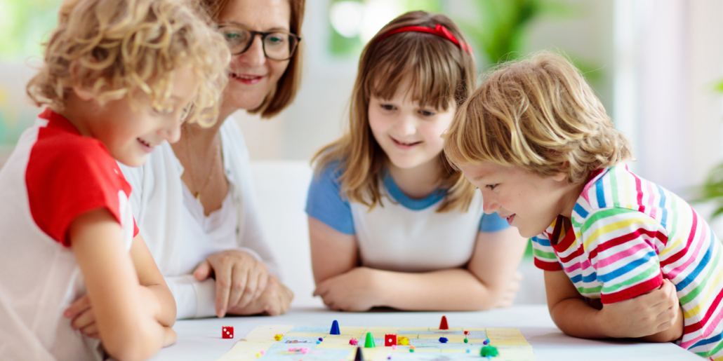 kids playing a board game