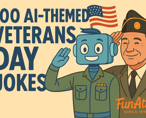 ai themed veterans day jokes with a robot and a soldier