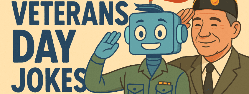 ai themed veterans day jokes with a robot and a soldier