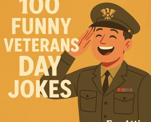 soldier and 100 funny veterans day jokes text on image