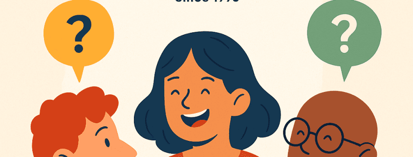 image with three teens laughing and a text with 100 weird icebreaker questions